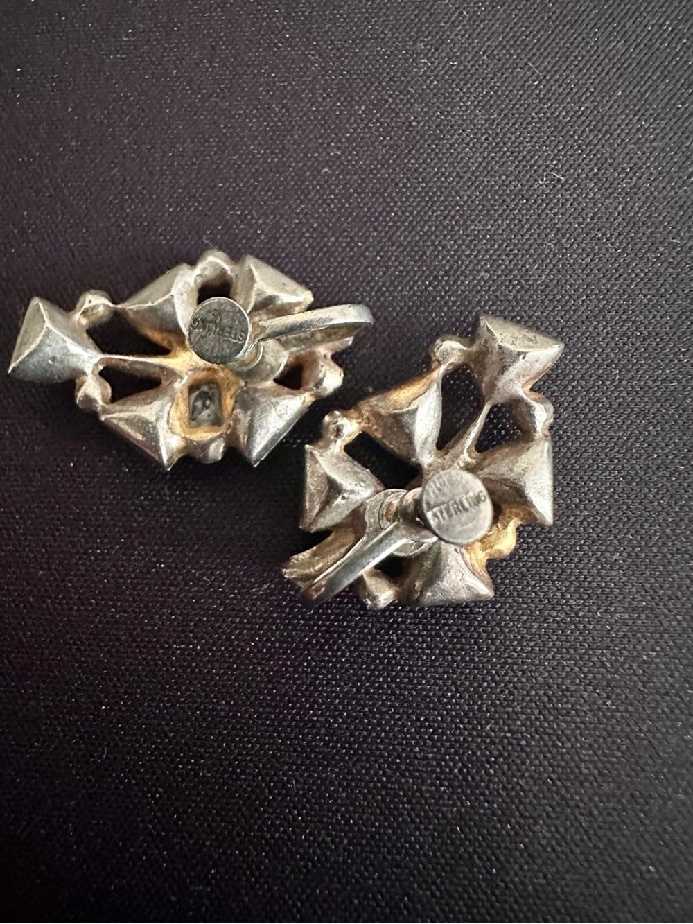 Sterling Silver Geometric Clip-On Earrings - Silver